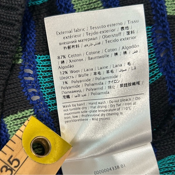 Missoni sweater wavy check knit blue green black nwot crew neck women’s medium - Picture 12 of 13